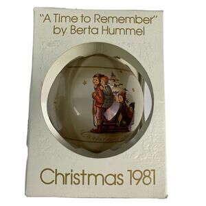 Vintage Schmid Christmas 1981 Glass Ornament "A Time to Remeber" by Berta Hummel